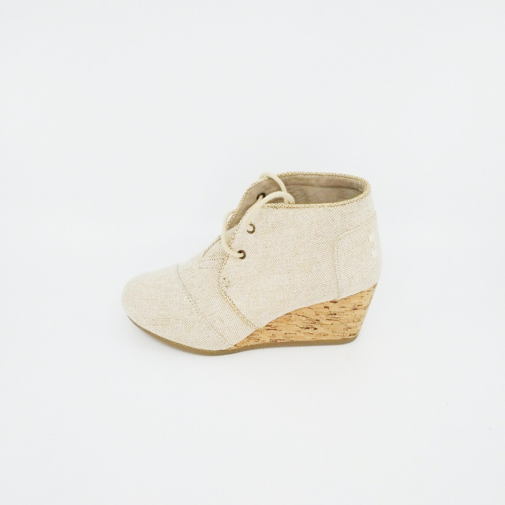 Toms Womens Desert Wedge Natural Metallic Linen - Picture 2 of 8
